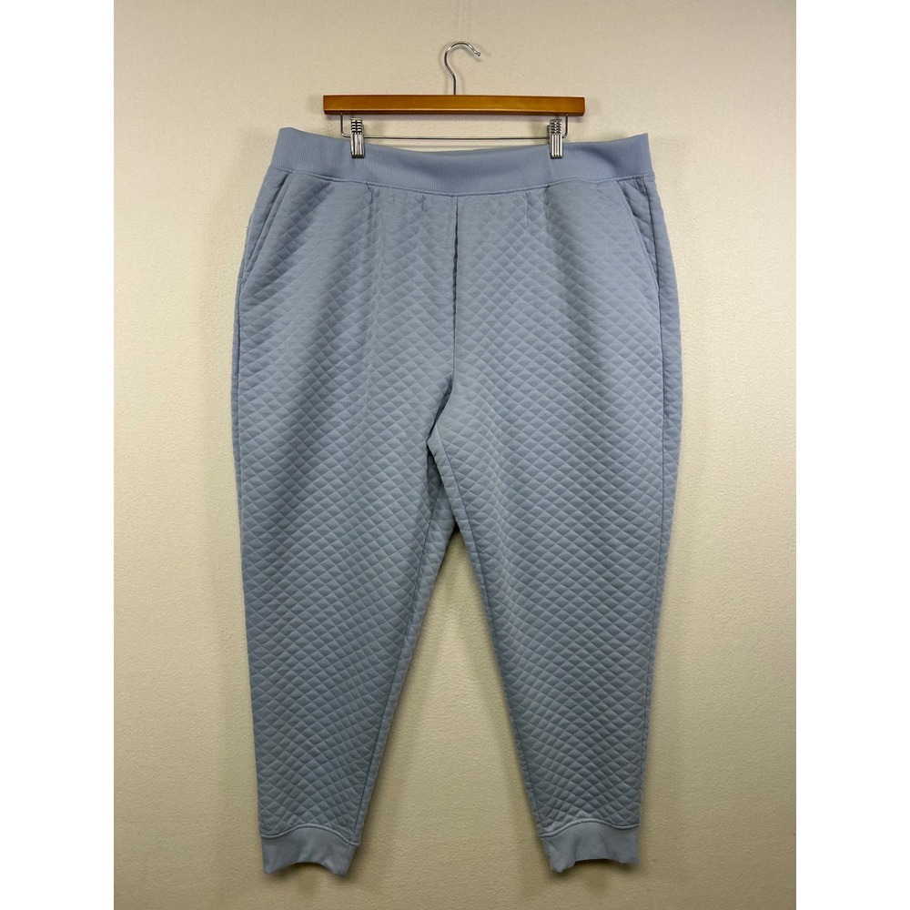 Cozy Quilted Lands' End Women XXL Light Blue Diamond Texture Jogger Sweatpants‎